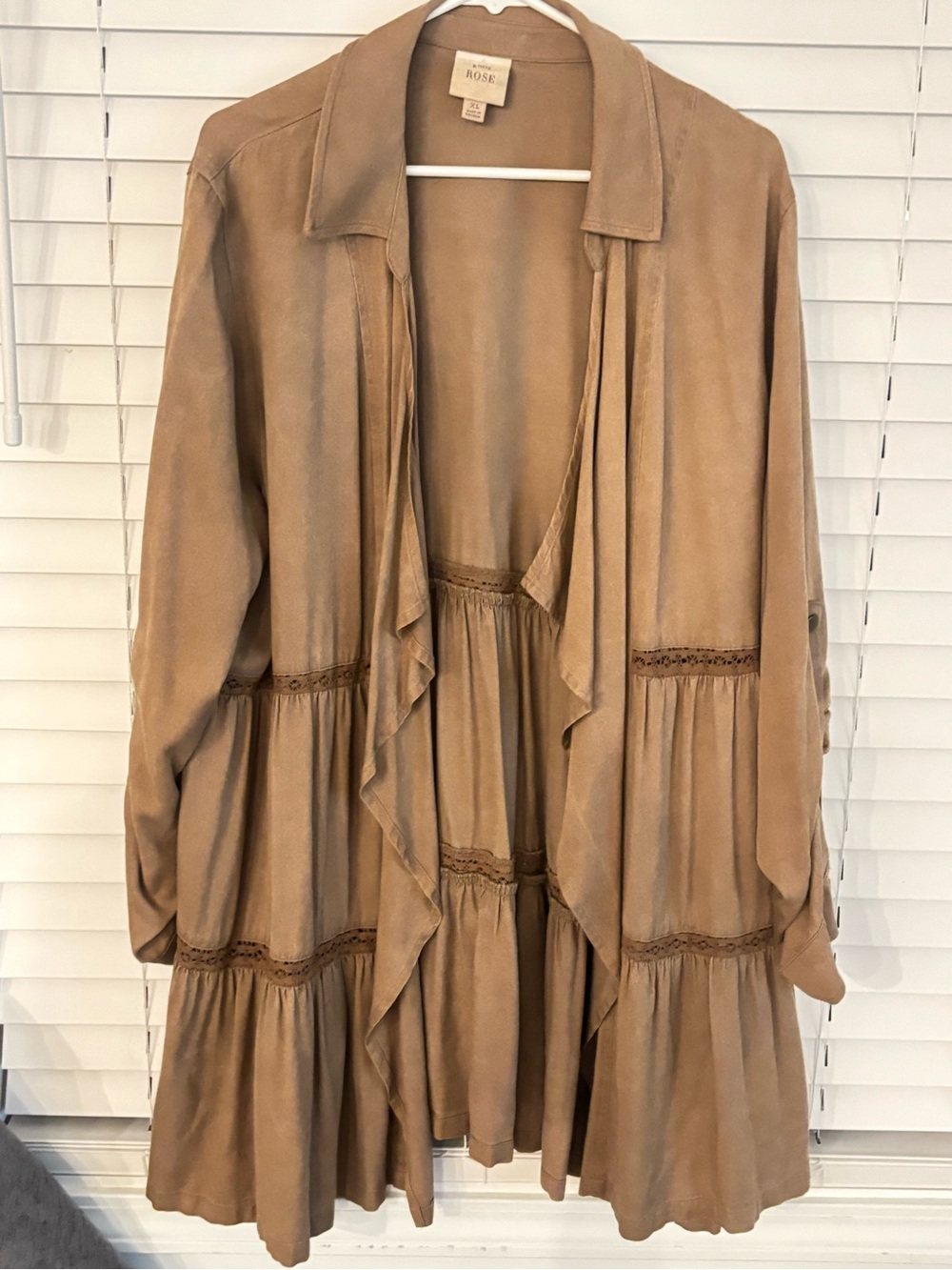 Knox Rose Brand Tan Tiered Ruffle Jacket